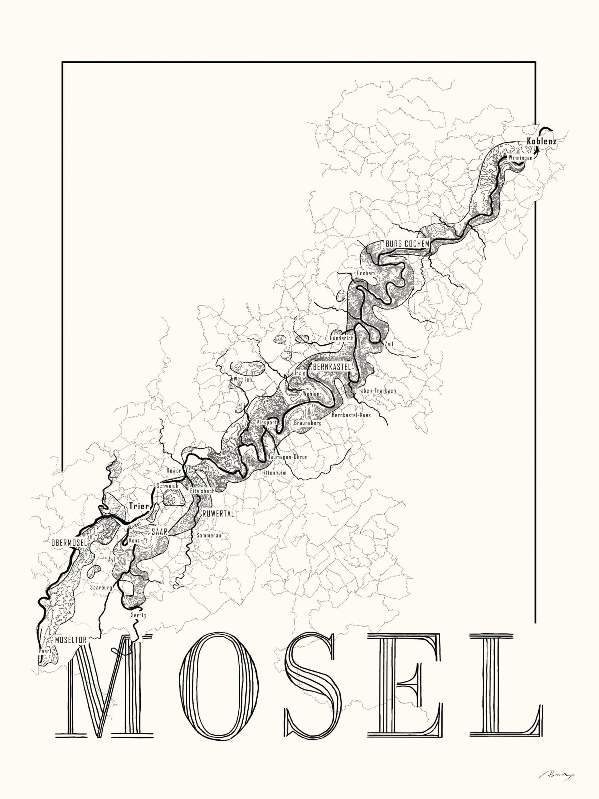 Mosel Vinkort – 30×40 cm