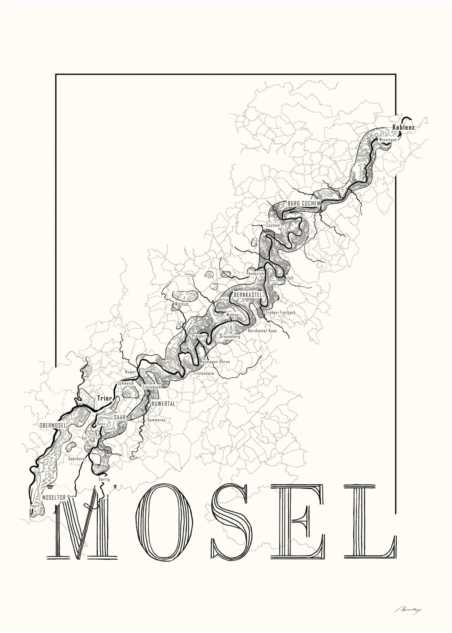 Mosel Vinkort – 50×70 cm