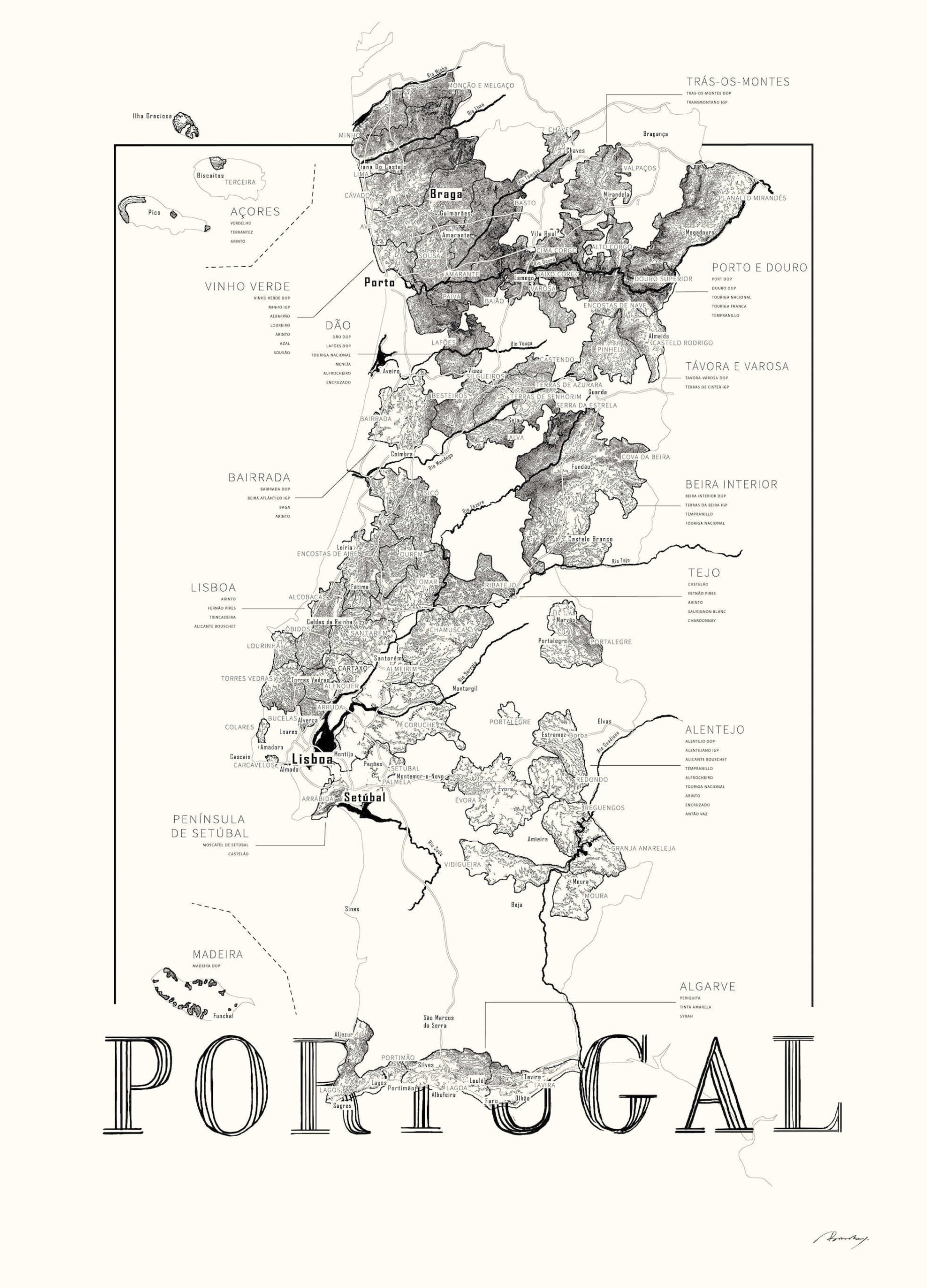 Portugal Vinkort – 50×70 cm