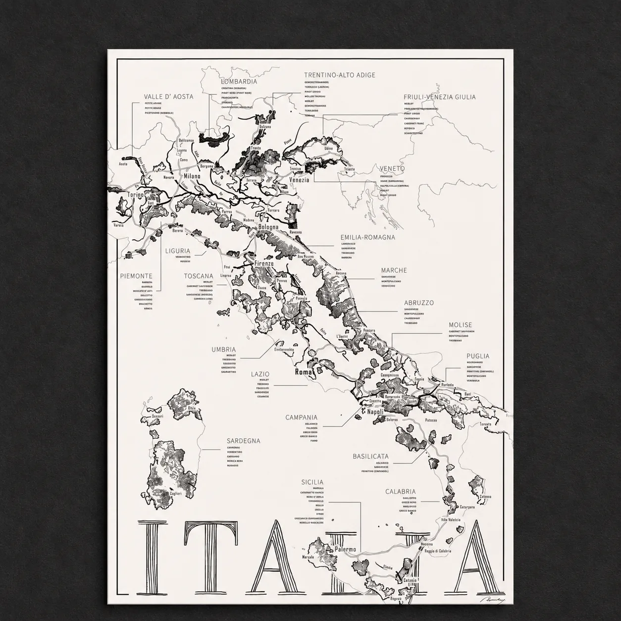 Italian Wine List 50×70 cm