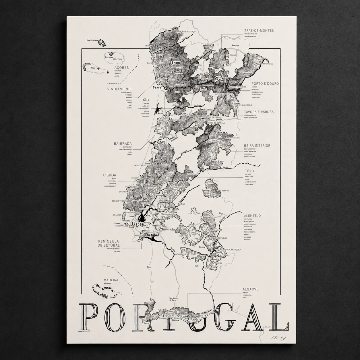 Portugal Wine Map 50×70 cm