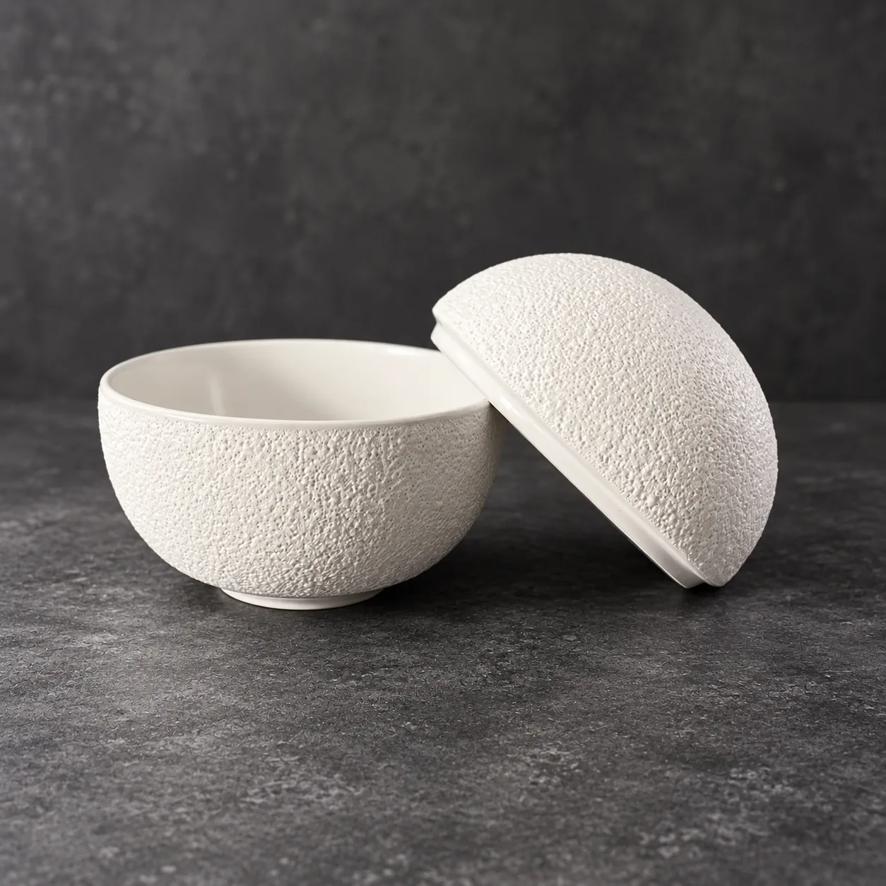 Bowl with lid Vulcanic white - RD18521