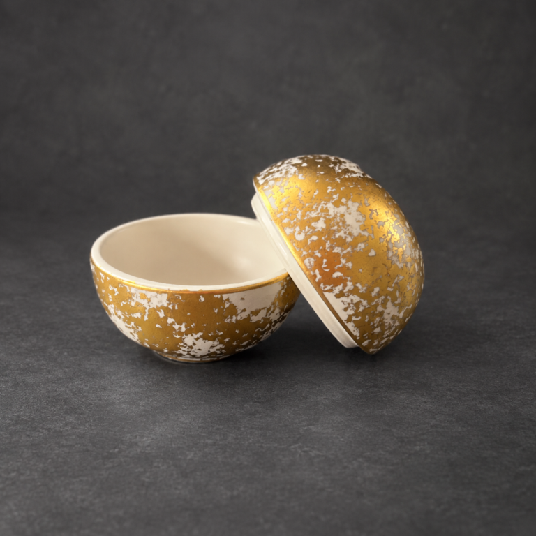 Gold luster Ball bowl with lid matte – small – RD18901