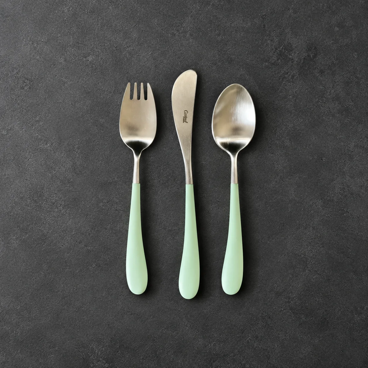 Children's cutlery – Celadon/Steel – ALICE – CUTIPOL