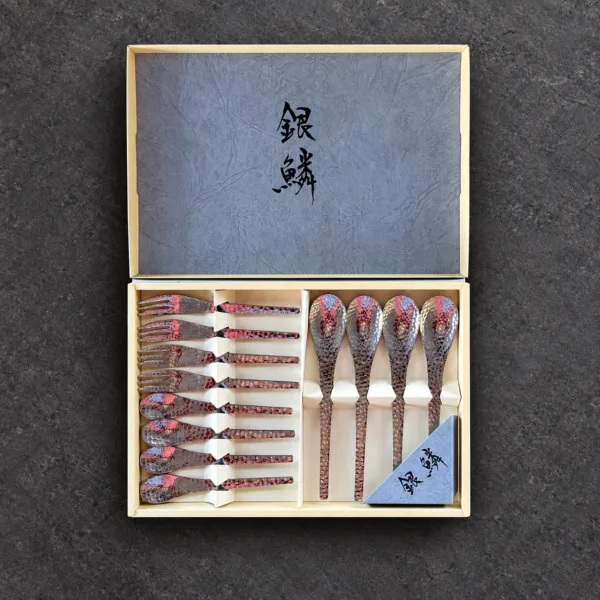 Japanese dessert cutlery – Hammered finish – 12 pcs